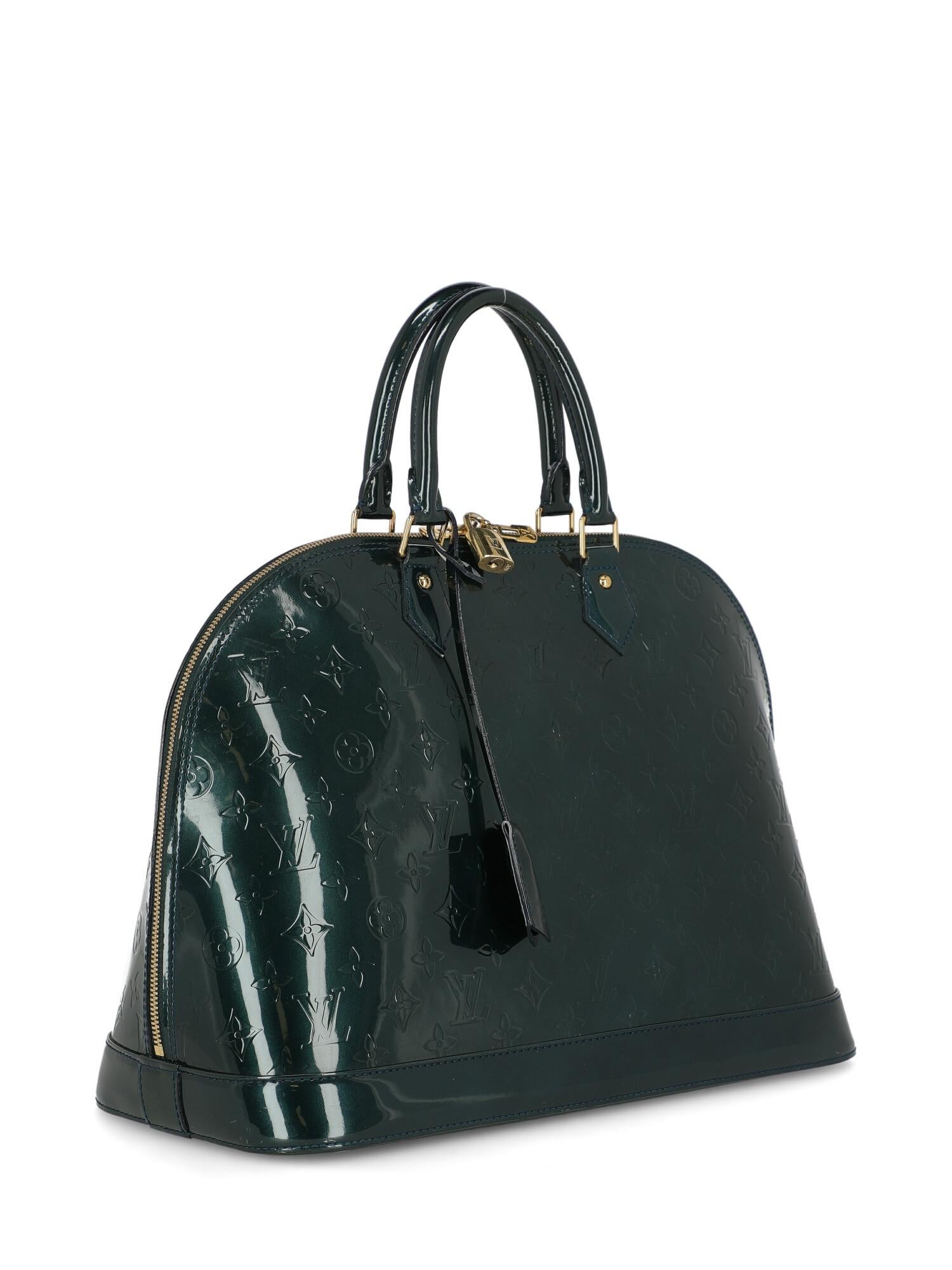 Black Louis Vuitton Women's Handbag Alma Green Leather For Sale