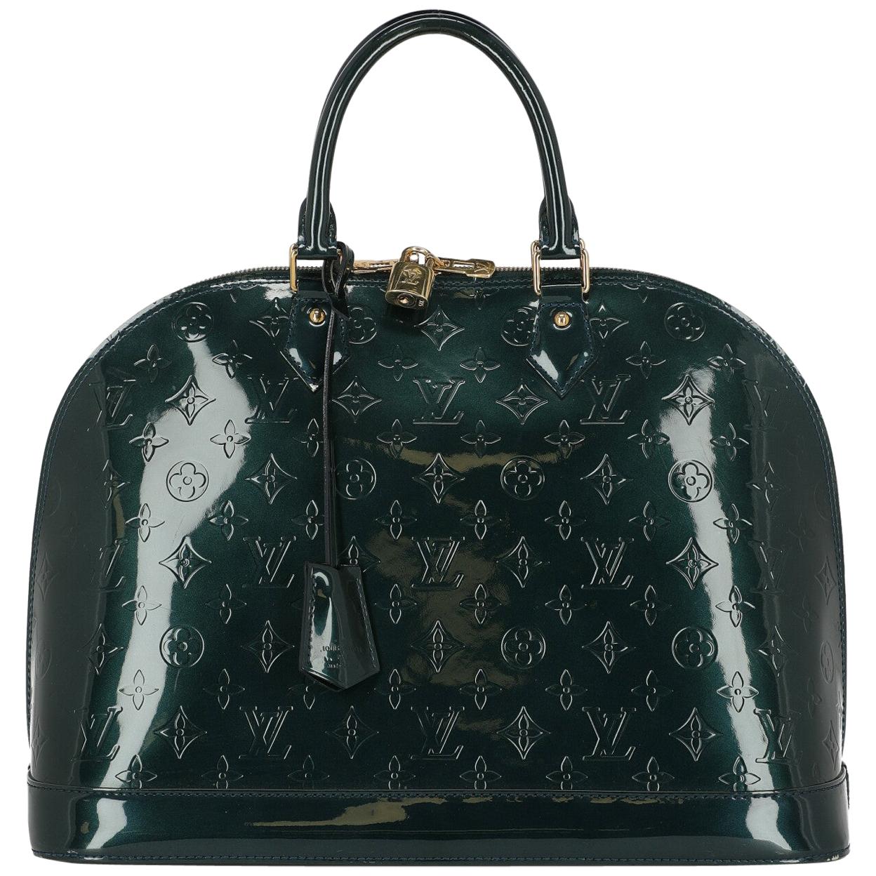 Louis Vuitton Women's Handbag Alma Green Leather For Sale