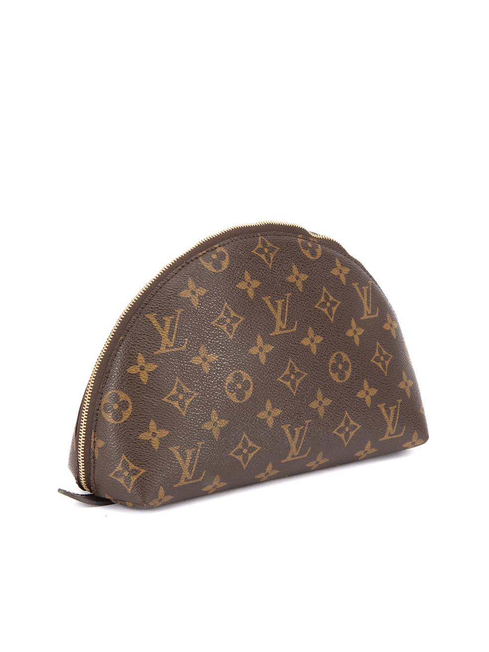 CONDITION is Very good. Hardly any visible wear to pouch is evident on this used Louis Vuitton designer resale item. This item comes with original box and dustbag.  Details  Brown Coated canvas Mini cosmetic bag Signature LV monogram pattern Top zip