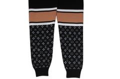 Louis Vuitton Womens Monogram Jacquared Colorblock Print Pants Small Black Wool