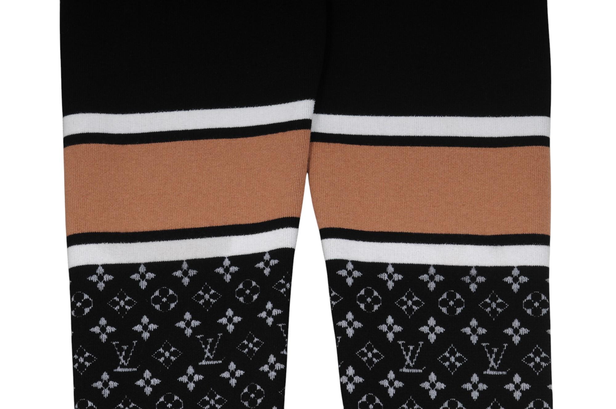Nero Louis Vuitton Womens Monogram Jacquared Colorblock Print Pants Small Black Wool in vendita