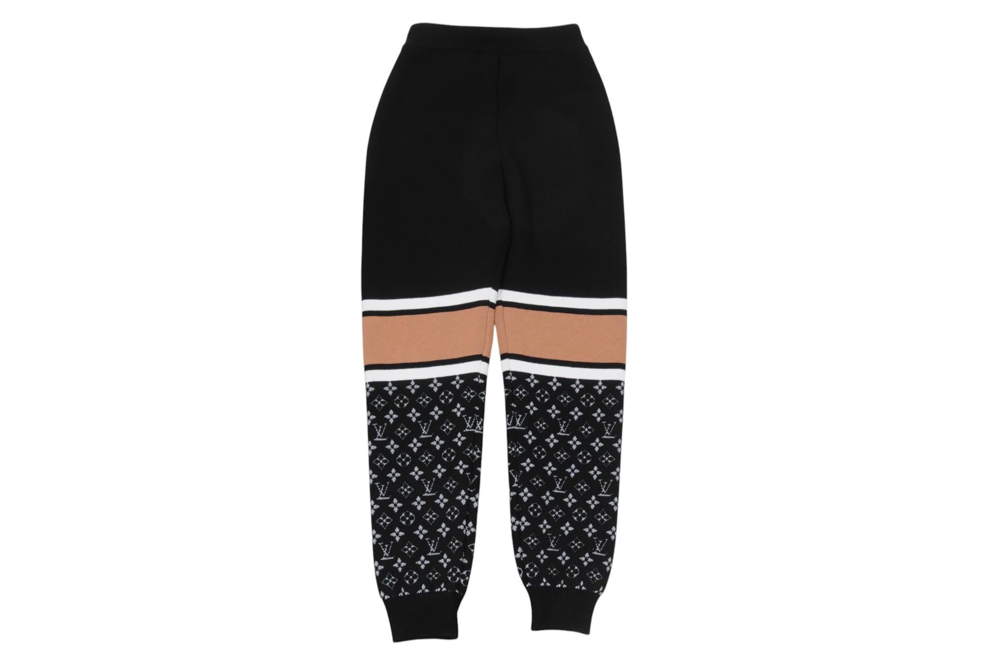 Louis Vuitton Womens Monogram Jacquared Colorblock Print Pants Small Black Wool in vendita 4