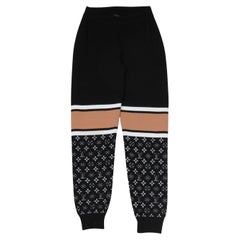 Louis Vuitton Womens Monogram Jacquared Colorblock Print Pants Small Black Wool
