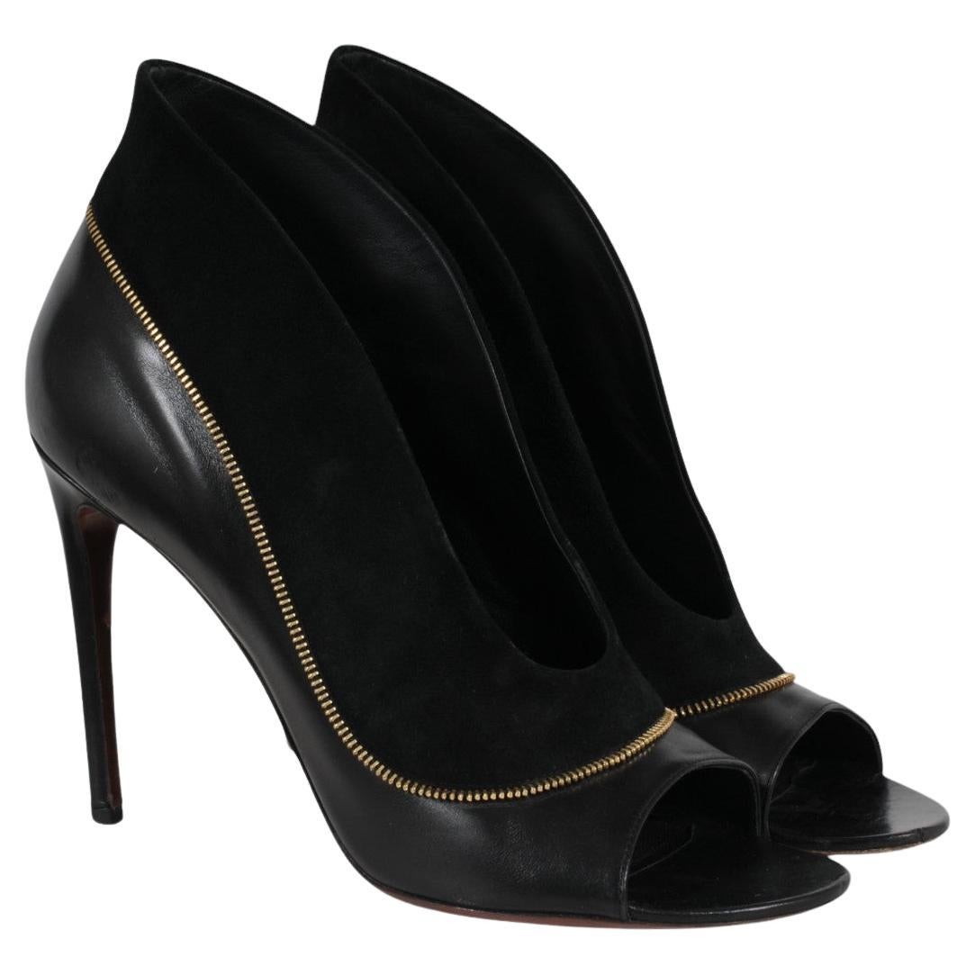 Louis Vuitton Womens Open Toe Perfecto Zip Around Pumps US 11 EU 41 Black Suede