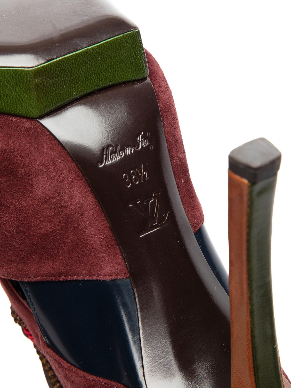 Louis Vuitton Women's Rare Jewel Embellished Suede Platform Heels 3