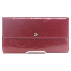 Used Louis Vuitton Womens Sarah Vernis Leather Long Flap Wallet 3LVS105K