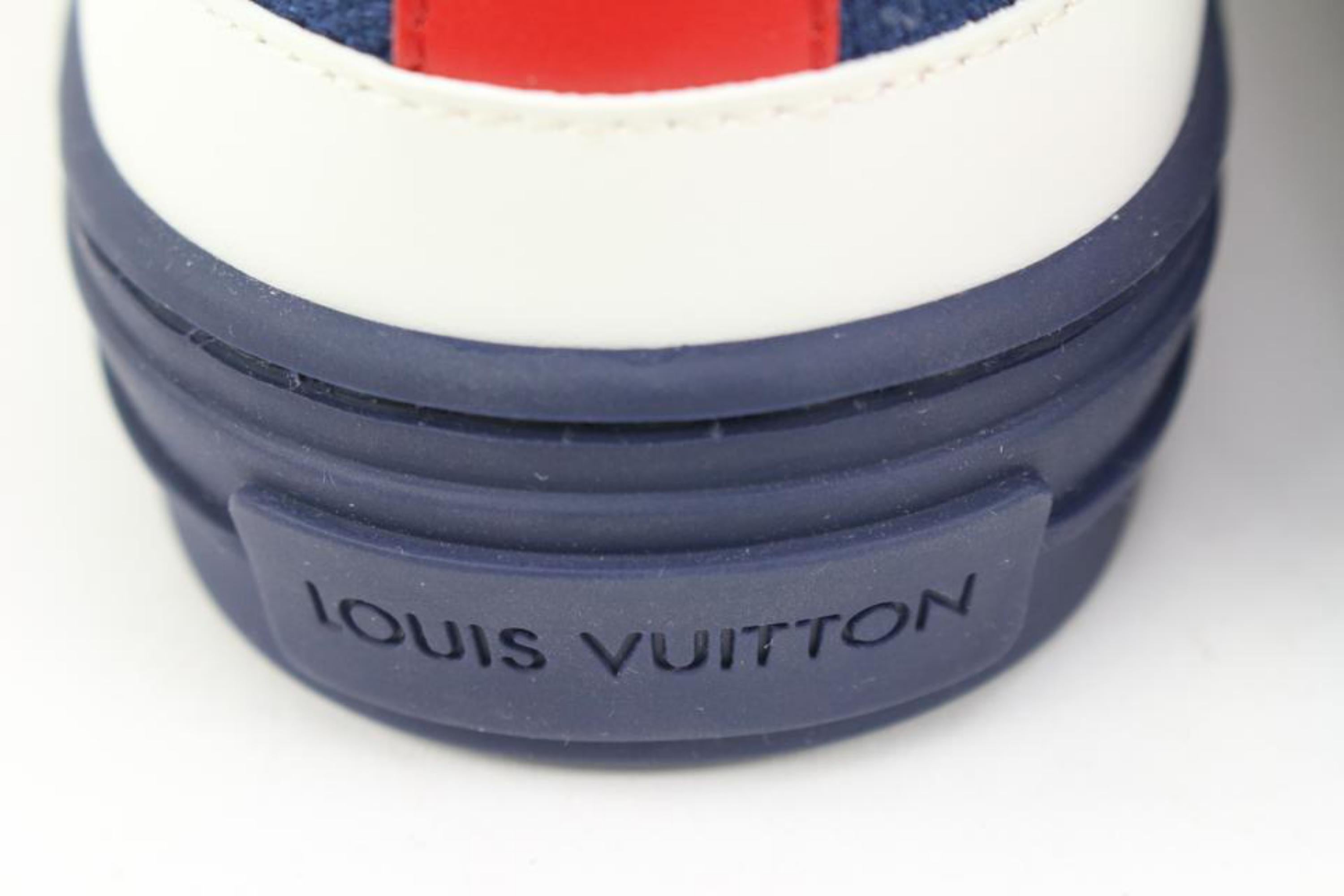 Louis Vuitton Women's Size 37 White Navy Monogram Escale Stellar Low Sneaker s32 For Sale 3