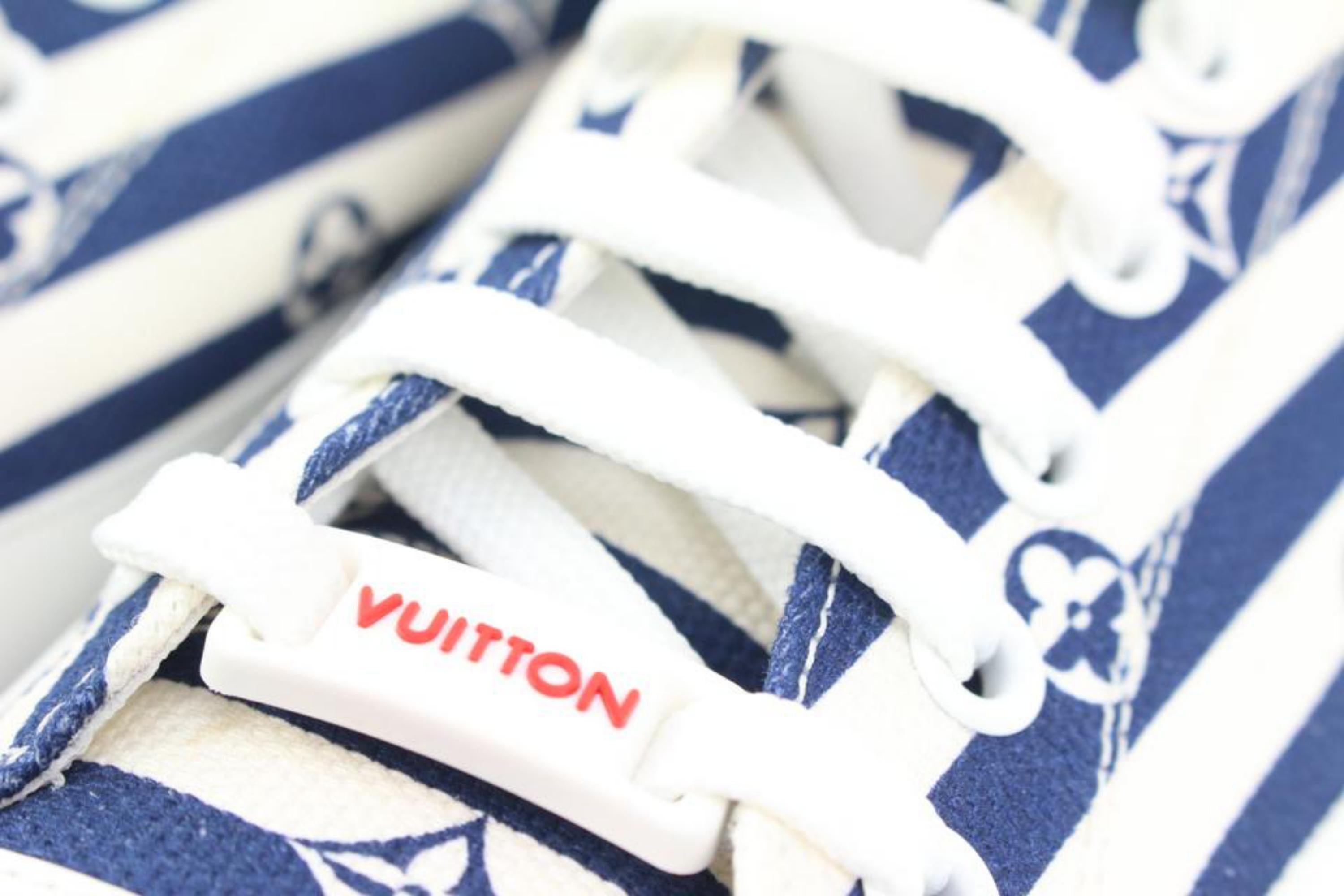Louis Vuitton Louis Vuitton Damen Größe 37 Weiß Marine Monogramm Escale Stellar Low Sneaker s32 im Zustand „Neu“ in Dix hills, NY