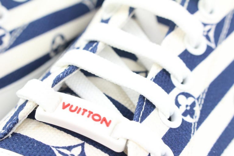 Louis Vuitton Women's Size 37 White Navy Monogram Escale Stellar Low Sneaker  s32 For Sale at 1stDibs