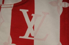 Louis Vuitton Womens Striped Monogram Skirt Size IT 40 White Red Denim Jean