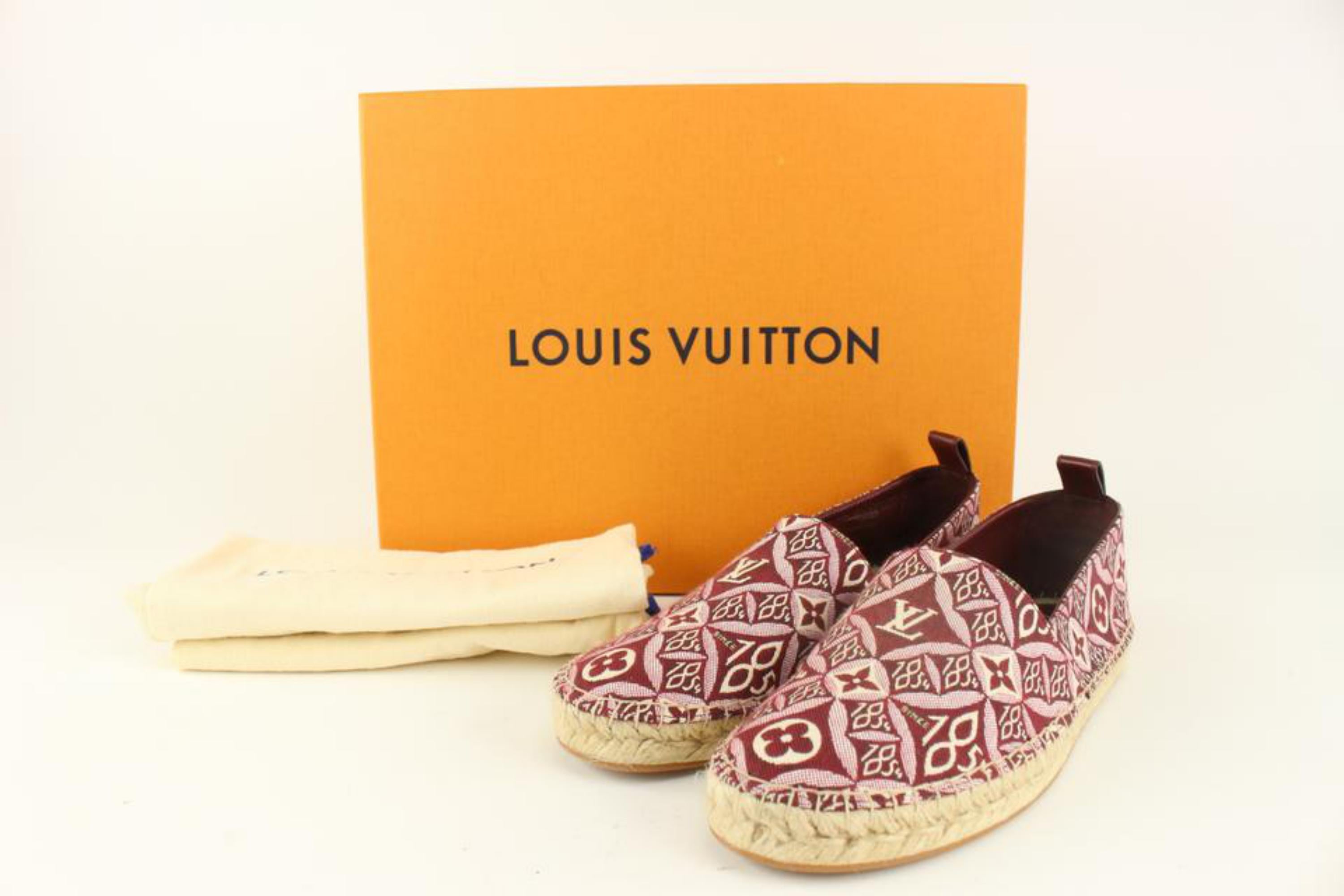 Louis Vuitton Womens Sz 40 Burgundy Since 1854 Starboard Flat Espadrille  5L415V
Date Code/Serial Number: CL0260
Made In: Italy
Measurements: Length:  10.75
