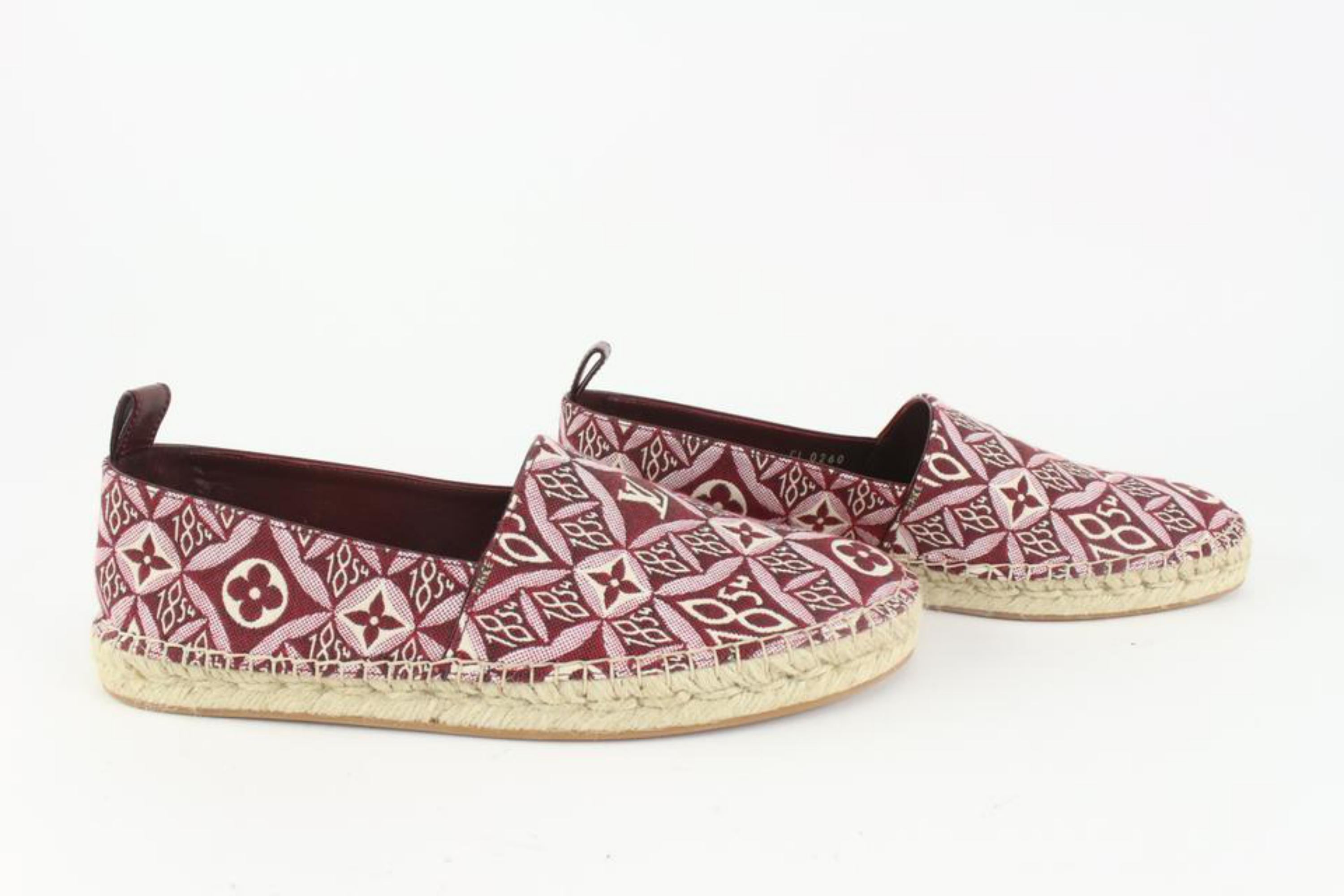 Louis Vuitton Womens Sz 40 Burgundy Since 1854 Starboard Flat Espadrille  5L415V In New Condition In Dix hills, NY