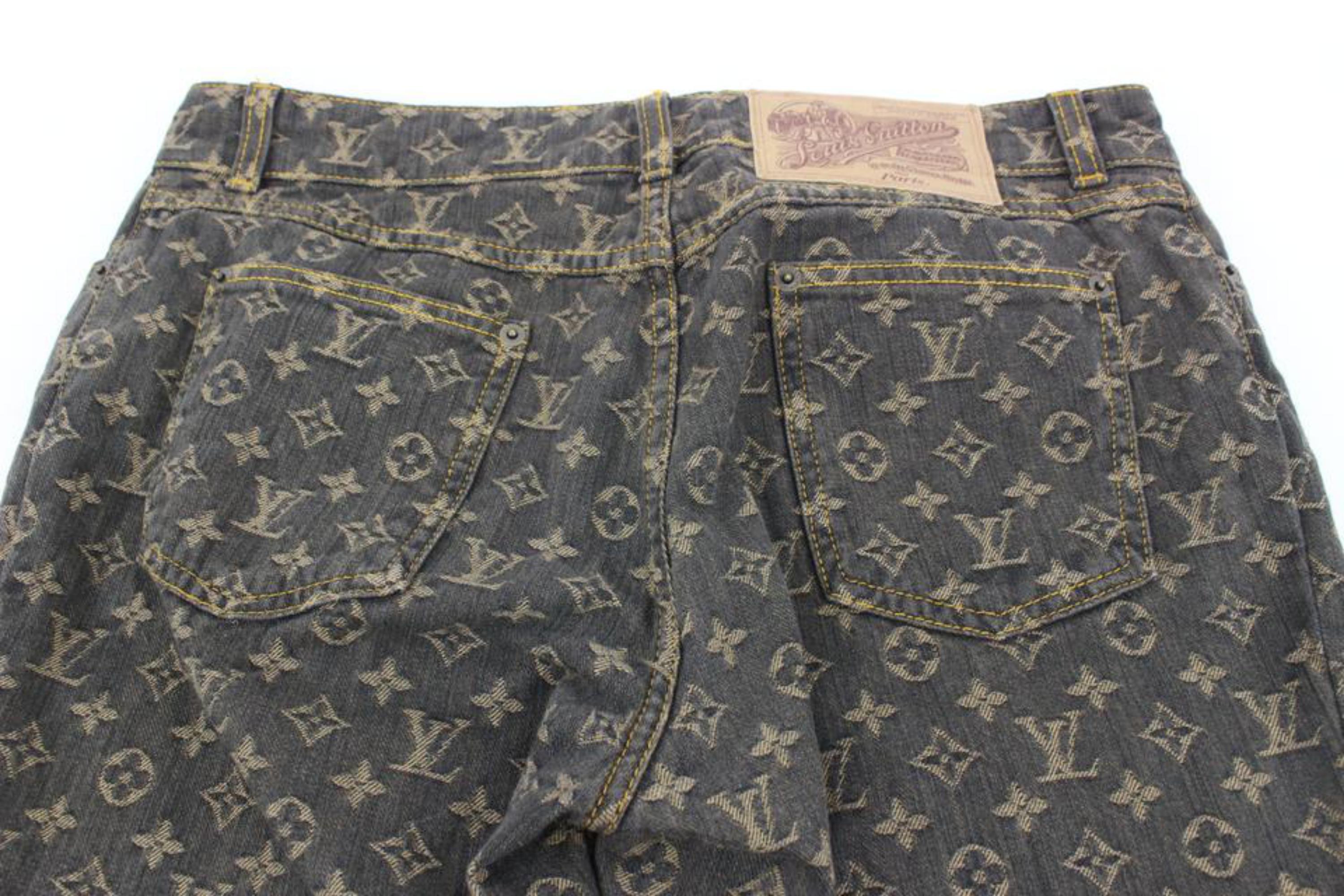 Louis Vuitton Women's US 10 Brown Monogram Denim Jeans Pants 120lv21 4