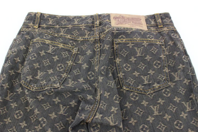 Louis Vuitton Women's US 10 Brown Monogram Denim Jeans Pants
