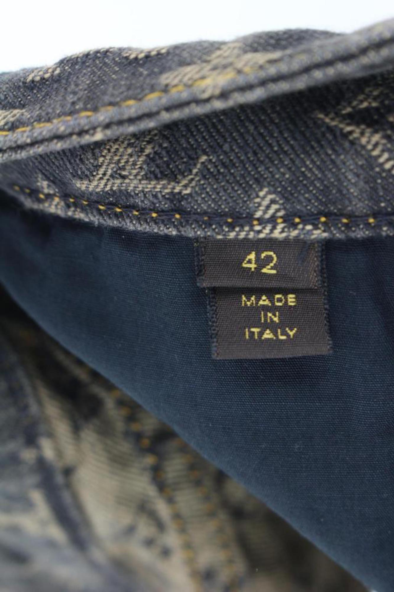 Louis Vuitton Women's US 10 Brown Monogram Denim Jeans Pants 120lv21 In Excellent Condition In Dix hills, NY