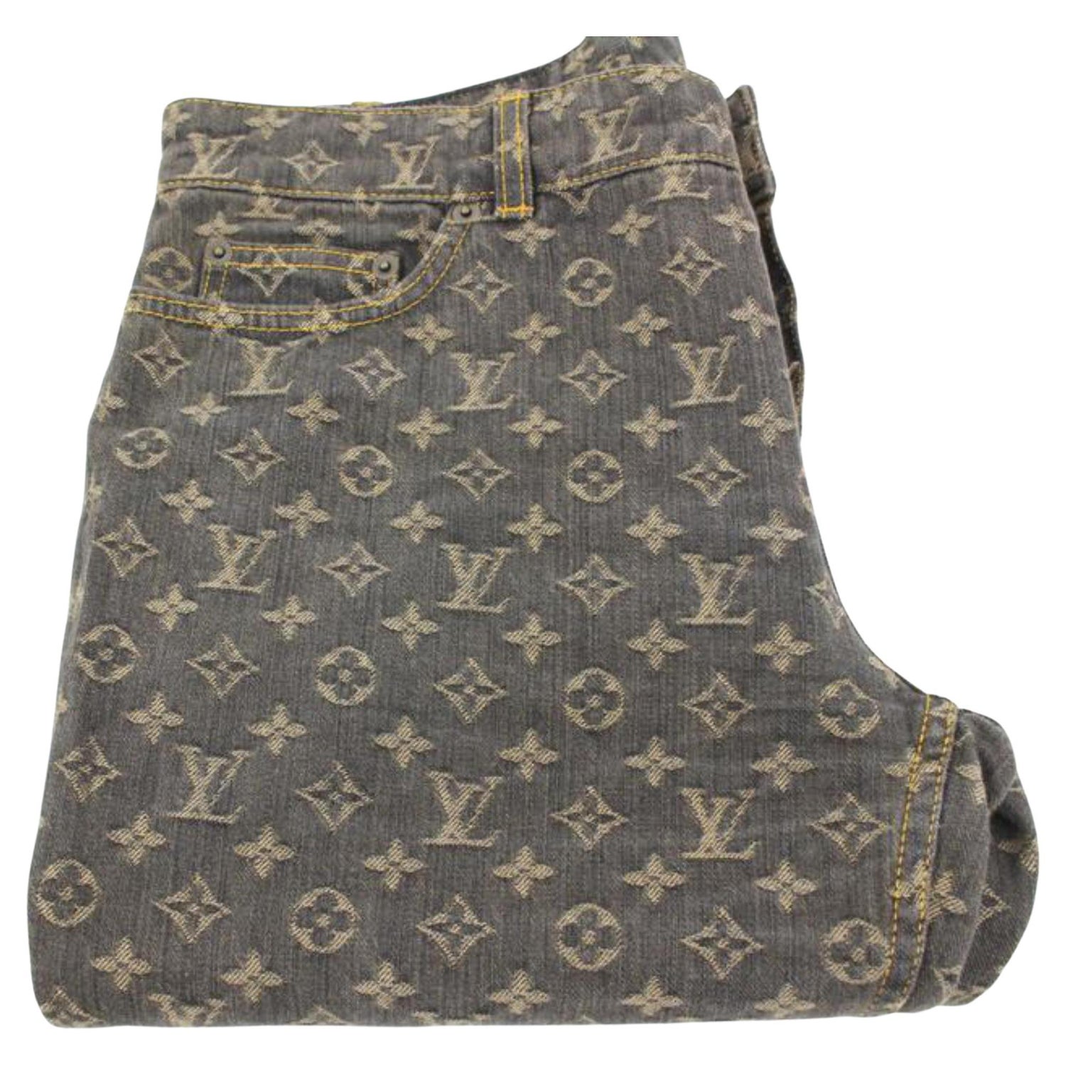 Louis Vuitton (LV) Brown Monogram Denim Jeans/Pants, Women's Fashion,  Bottoms, Other Bottoms on Carousell