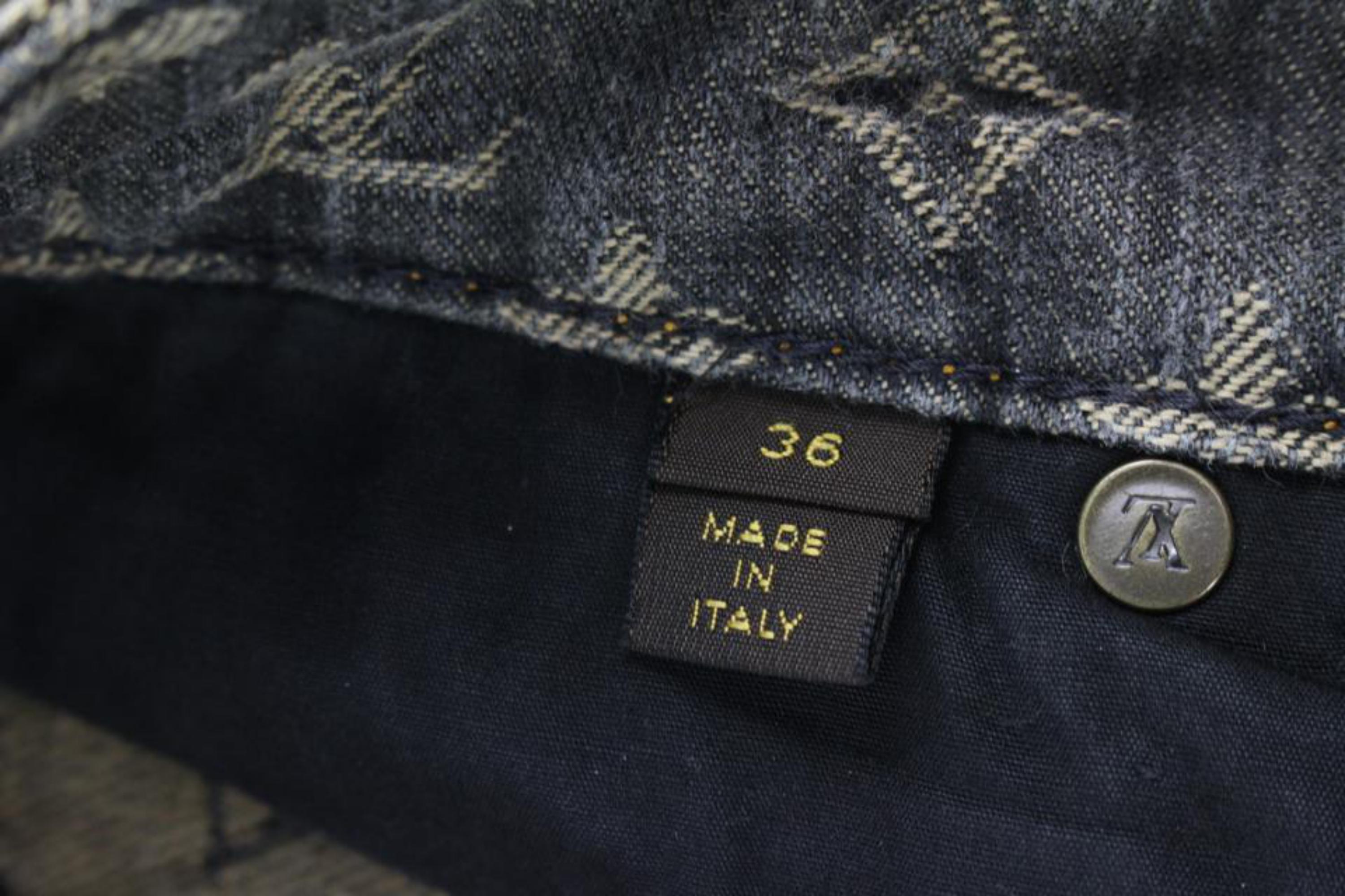 Louis Vuitton Women's US Size 25 26 Grey x Beige Monogram Denim Jeans 34lz420s 9
