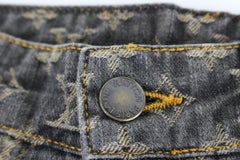 Louis Vuitton Women's US Size 25 26 Grey x Beige Monogram Denim Jeans 34lz420s