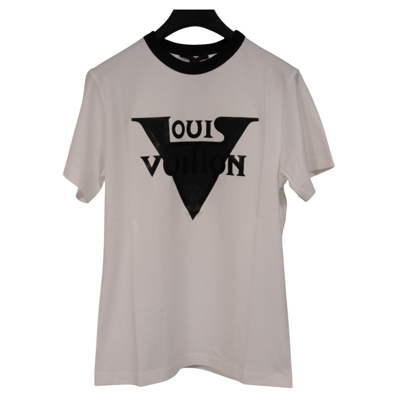 Louis Vuitton Womens V Logo Crewneck T Shirt Size Small White Black Cotton