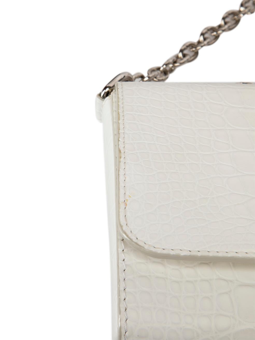 Louis Vuitton Women's White Leather Crocodile Embossed Twist MM Shoulder Bag 3