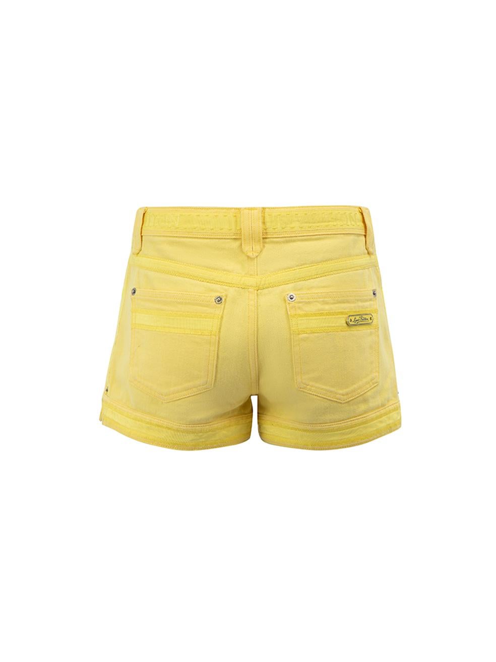 Louis Vuitton Women's Yellow Denim Low Rise Shorts In Excellent Condition For Sale In London, GB
