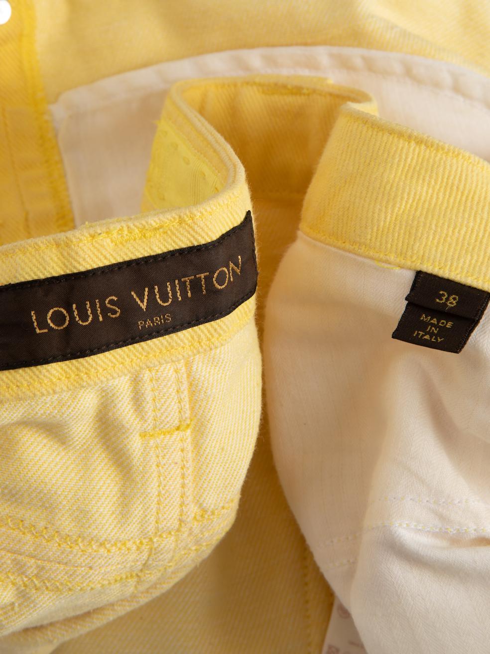 Louis Vuitton Women's Yellow Denim Low Rise Shorts For Sale 1