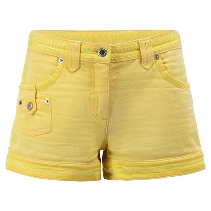 Louis Vuitton Women's Yellow Denim Low Rise Shorts For Sale