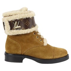Louis Vuitton Wonderland Shearling Lined Suede Ankle Boots Eu 38 Uk 5 Us 8