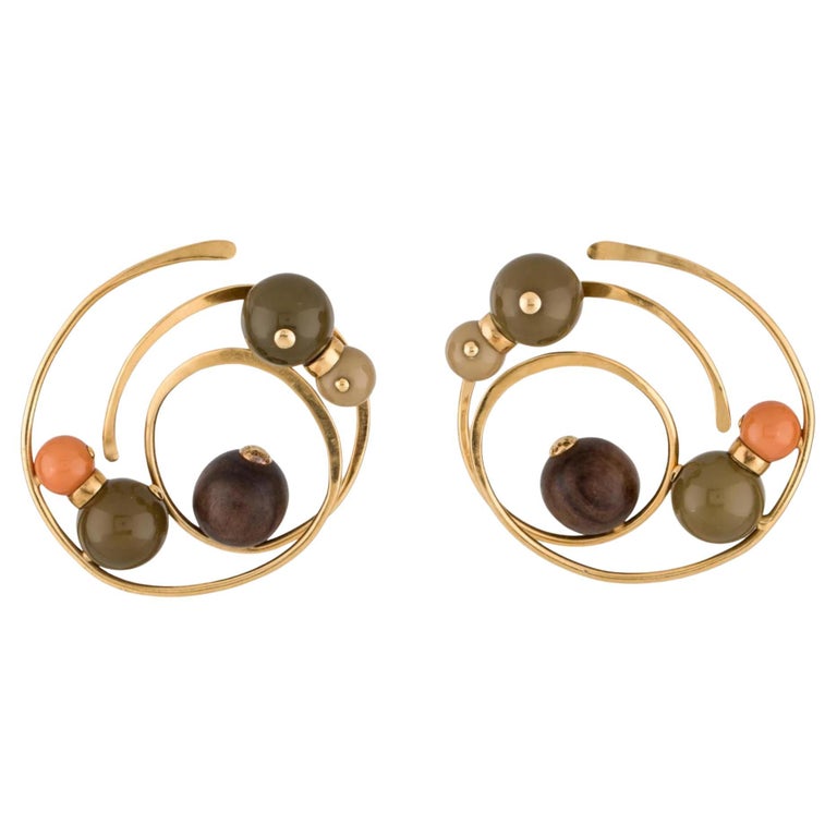 Louis Vuitton Wood and Resin Bead African Queen Spiral Earrings Madonna For  Sale at 1stDibs