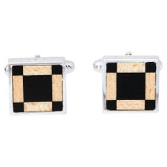 Louis Vuitton Wooden Silver Square Cufflinks