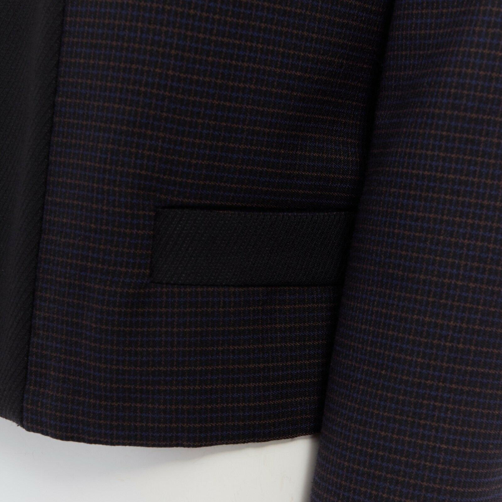 LOUIS VUITTON wool blend navy black checked collarless zip jacket FR34 XS 3