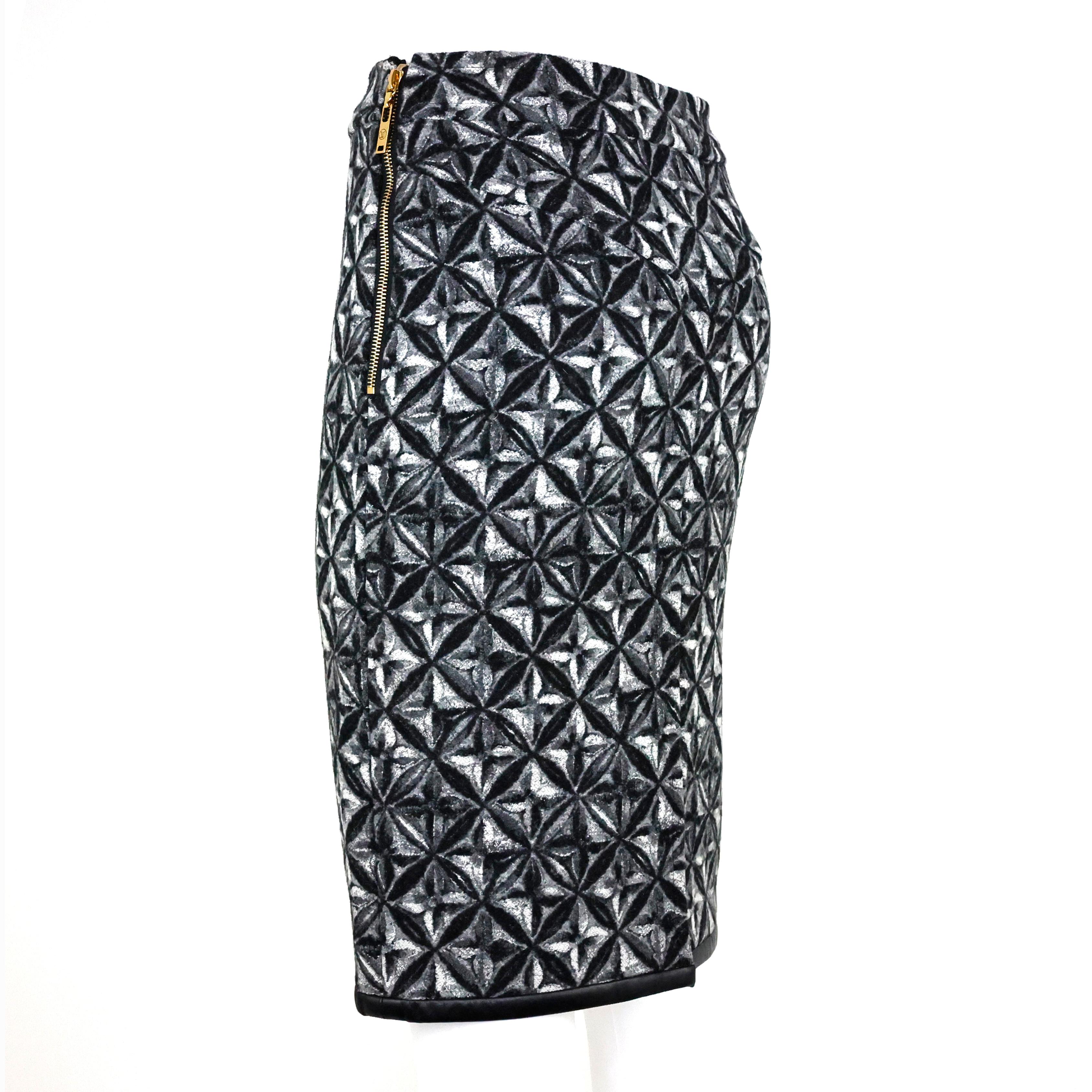 Black Louis Vuitton Wool Monogram Mid Length Skirt  For Sale