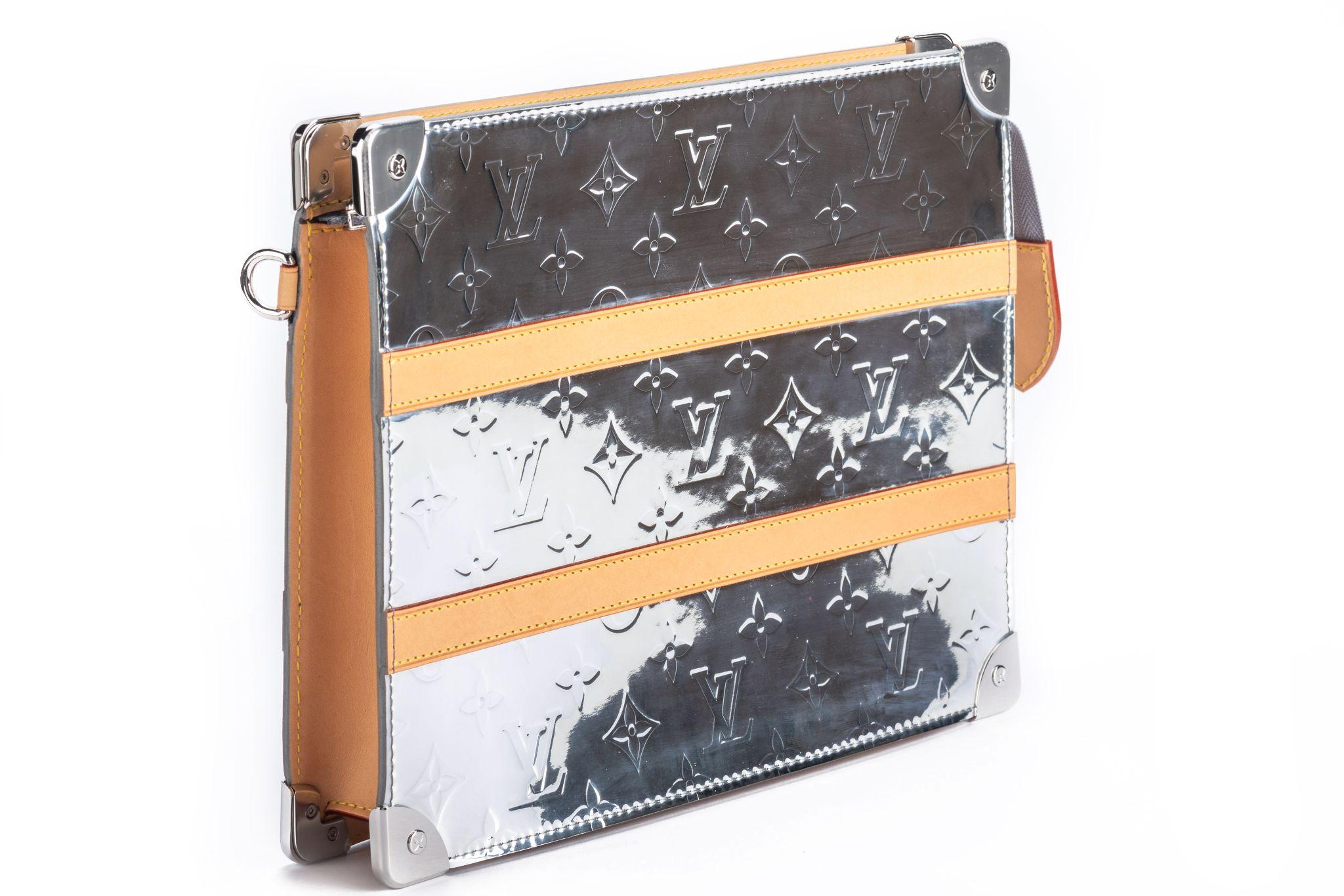 Louis Vuitton x Virgil Abloh mirror trunk pochette. Detachable cowhide strap. Brand new with dust cover and original box.