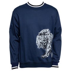 Louis Vuitton x Chapman Brothers Blauer Löwe Flock Print Sweatshirt L