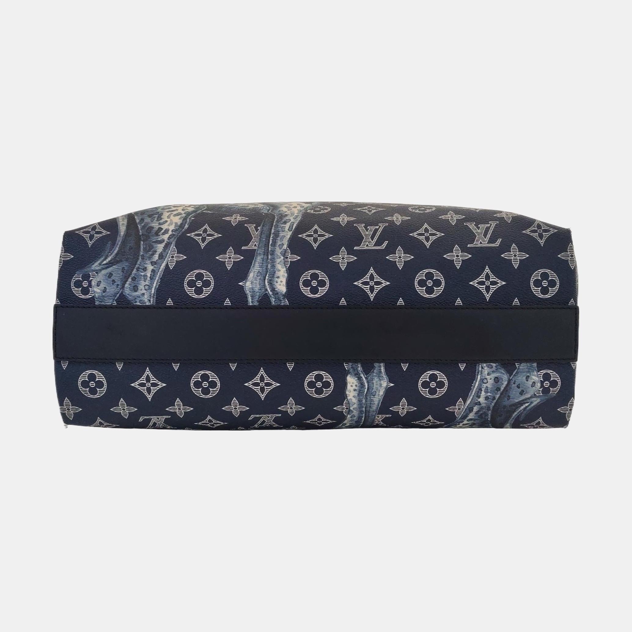 Louis Vuitton x Chapman Brothers Giraffe Tote Navy Monogram Canvas with Strap For Sale 1