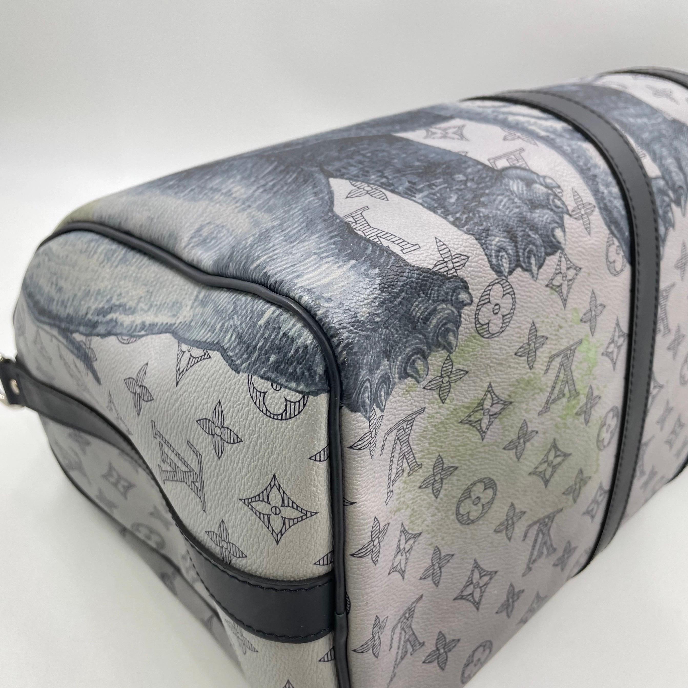 Louis Vuitton x Chapman Brothers Keepall 45 Bandouliere Elephant Navy For Sale 6