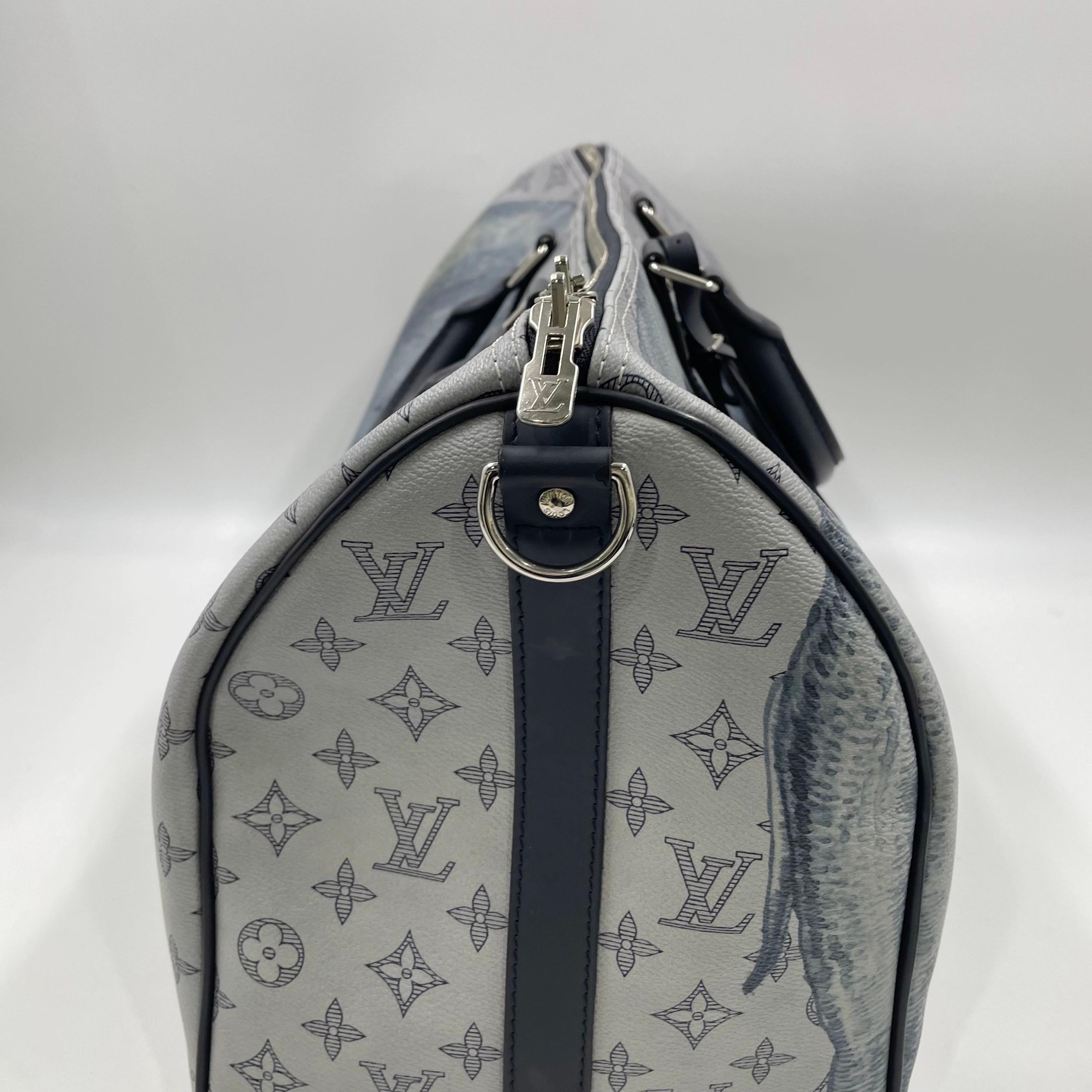 Louis Vuitton x Chapman Brothers Keepall 45 Bandouliere Elephant Navy For Sale 7