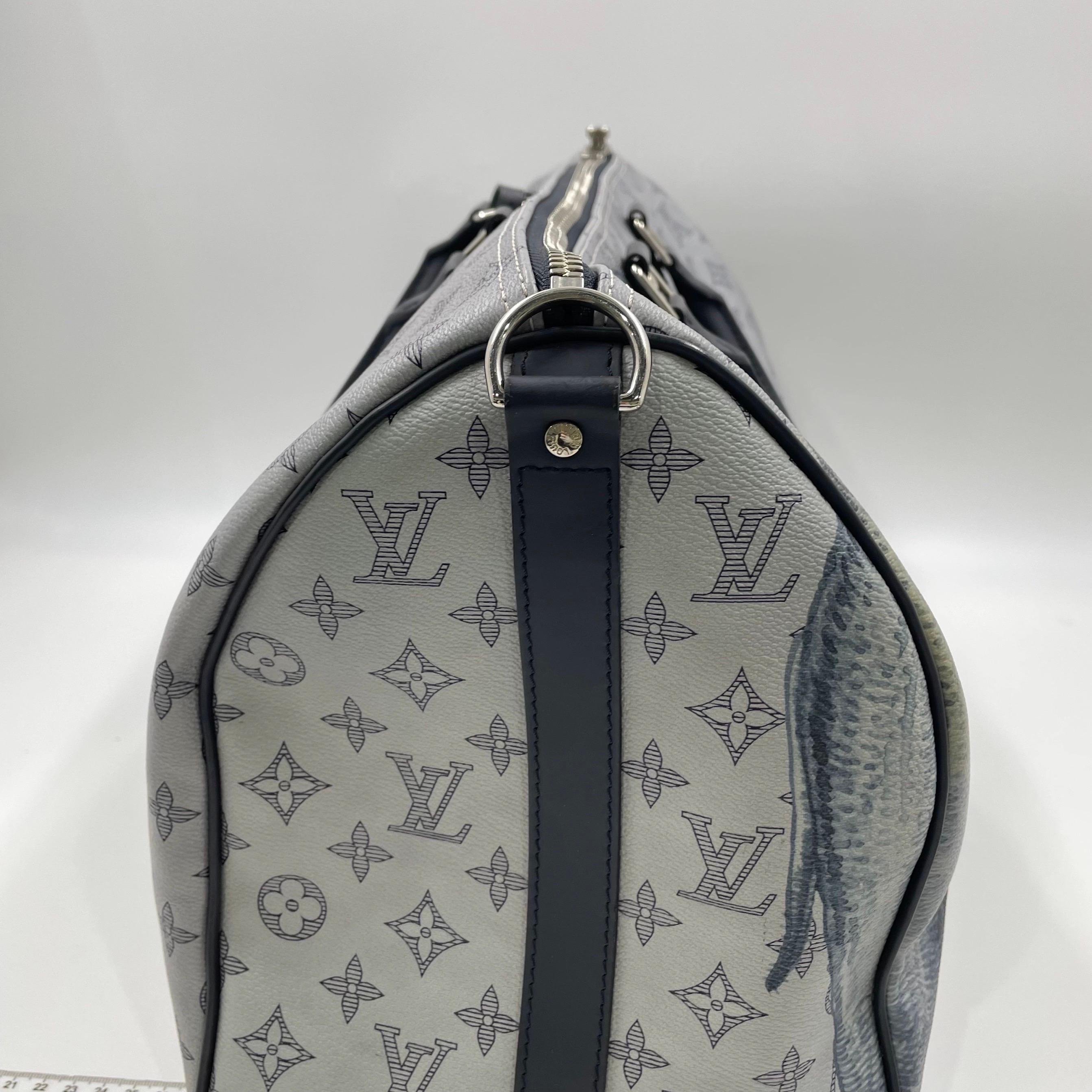 Louis Vuitton x Chapman Brothers Keepall 45 Bandouliere Elephant Navy For Sale 9