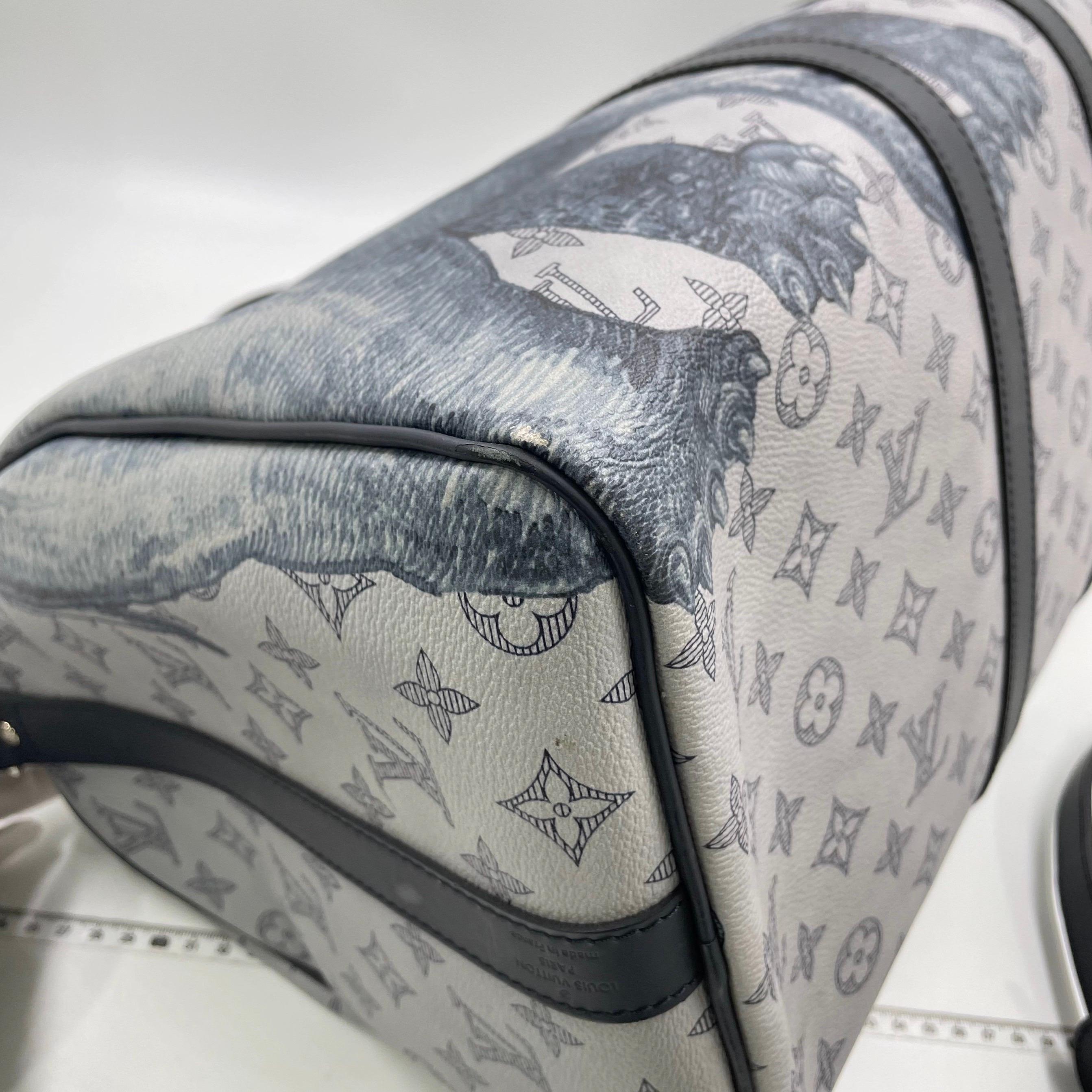 Louis Vuitton x Chapman Brothers Keepall 45 Bandouliere Elephant Navy For Sale 10