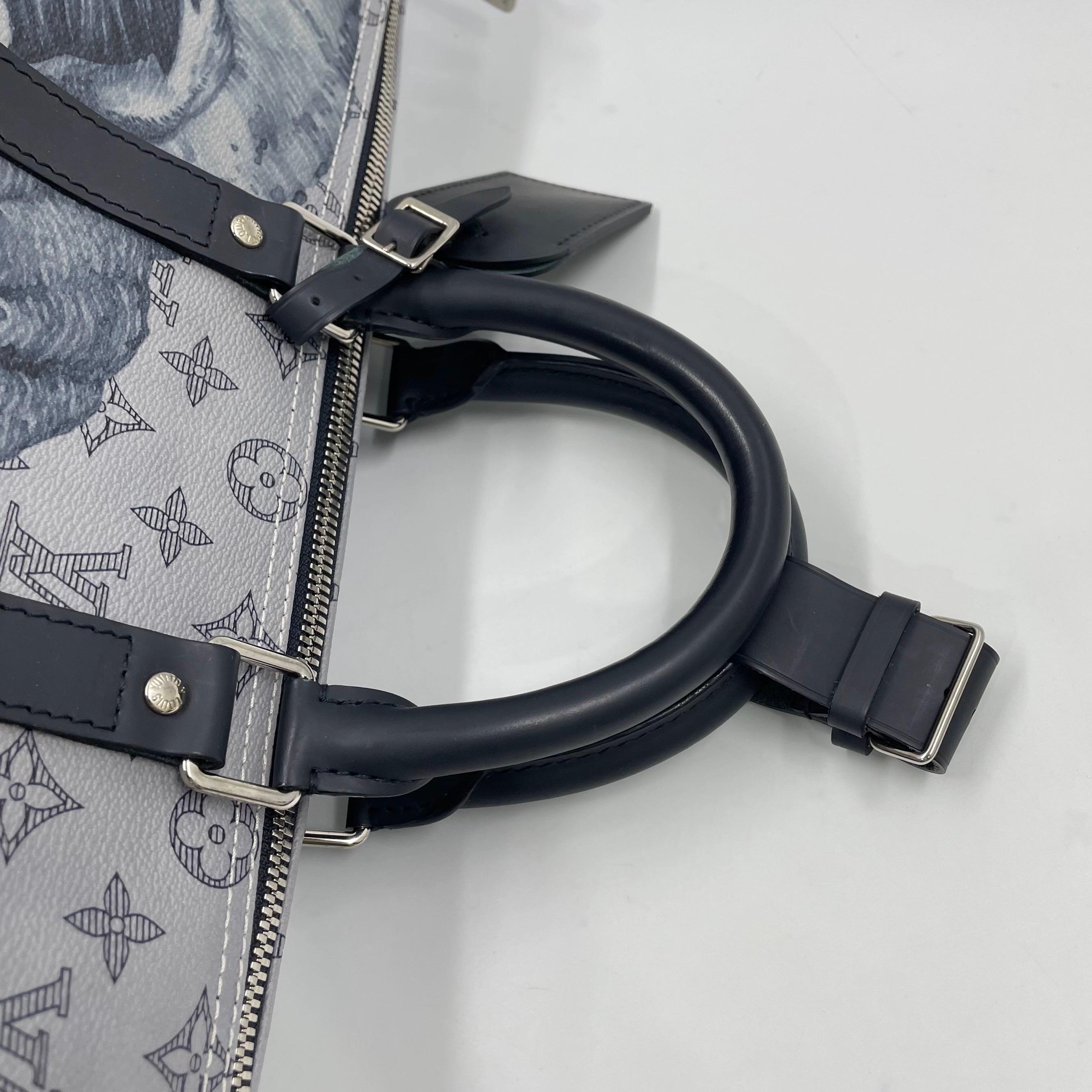 Louis Vuitton x Chapman Brothers Keepall 45 Bandouliere Elephant Navy For Sale 11