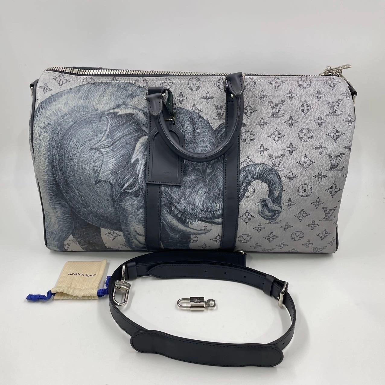 Women's Louis Vuitton x Chapman Brothers Keepall 45 Bandouliere Elephant Navy For Sale
