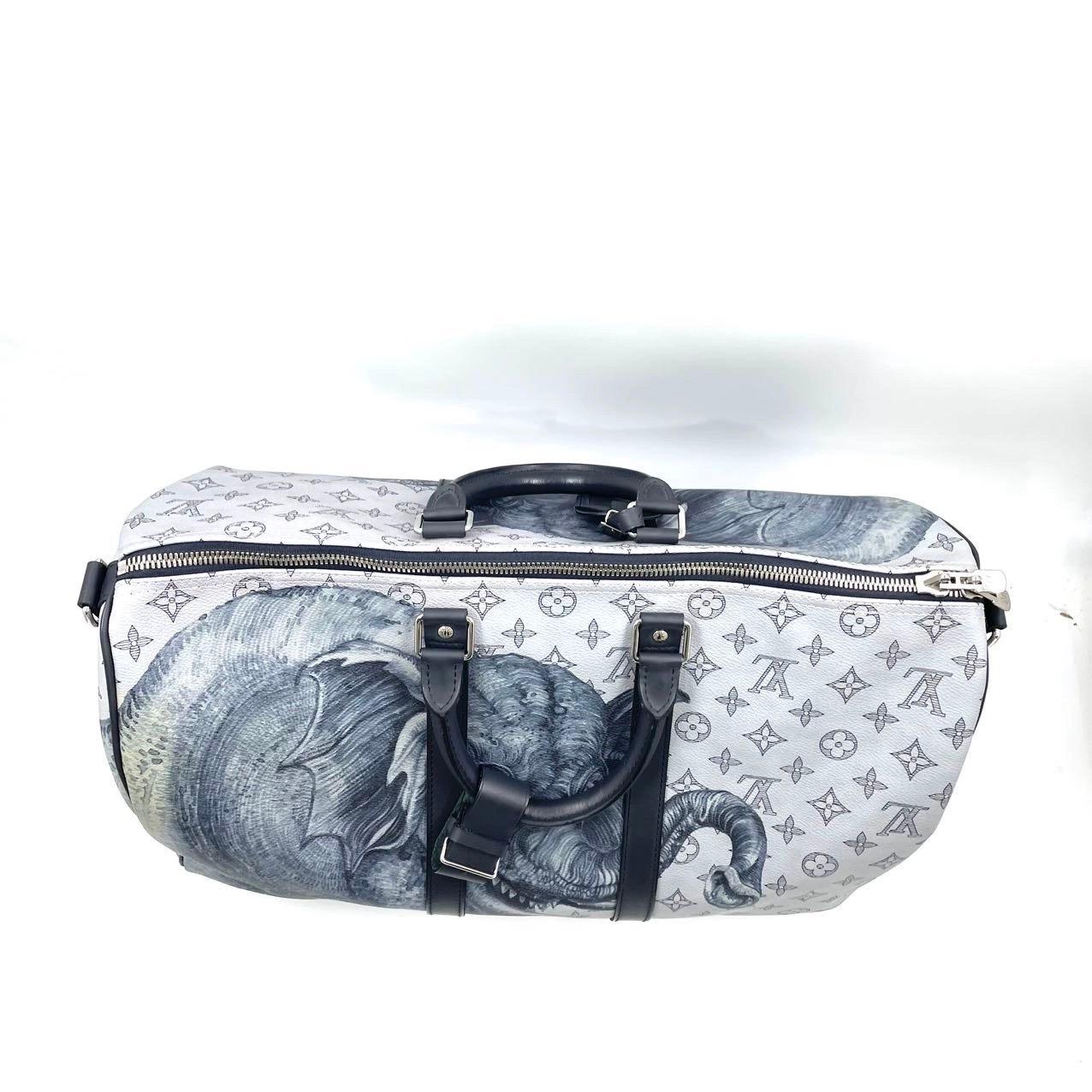 Louis Vuitton x Chapman Brothers Keepall 45 Bandouliere Elephant Navy For Sale 2