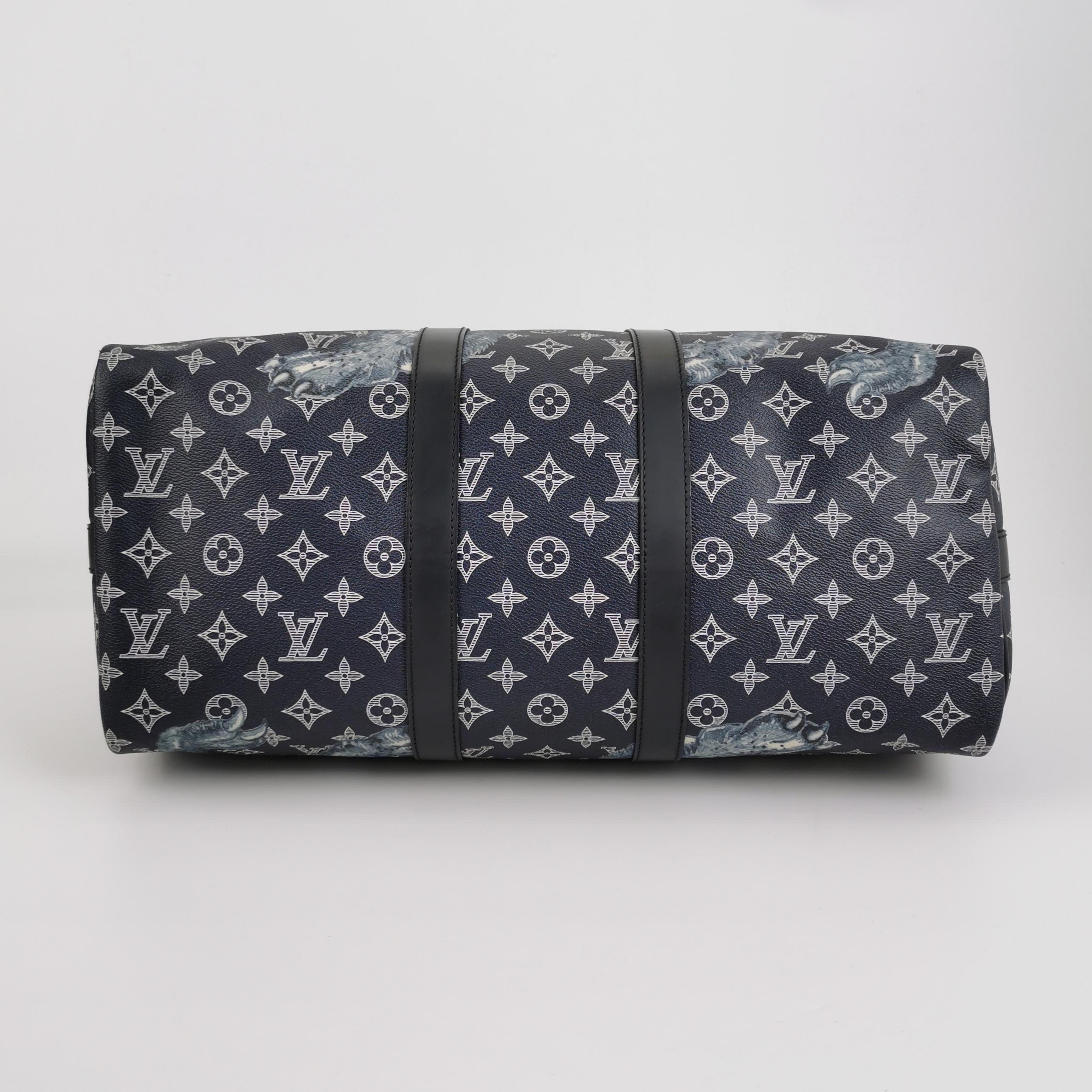 Louis Vuitton x Chapman Brothers Keepall 45 Bandouliere Lion Navy Pour femmes en vente
