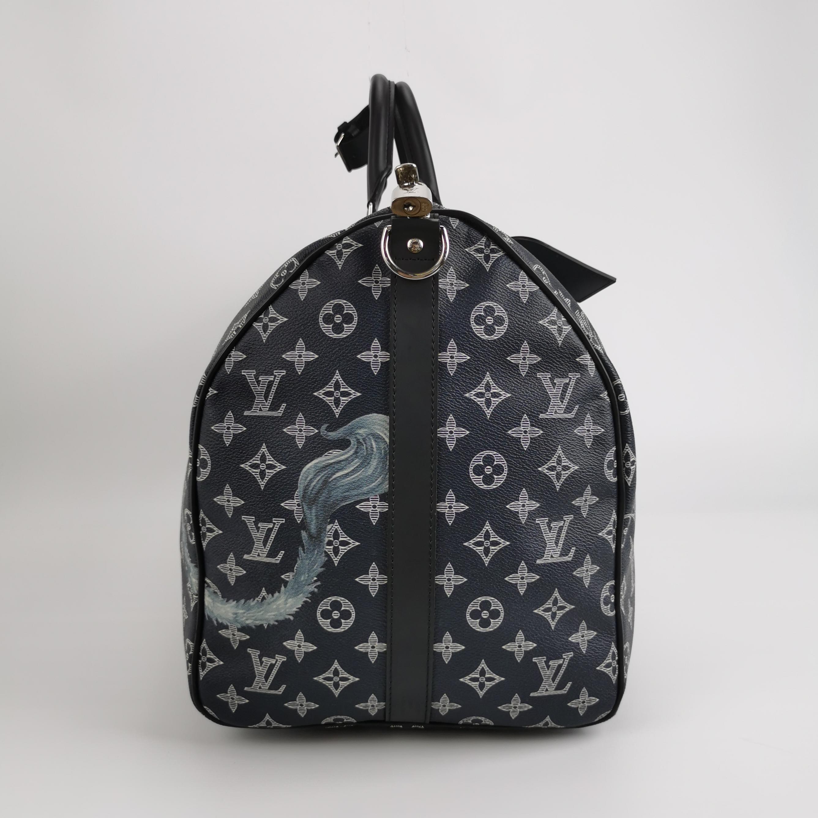 Louis Vuitton x Chapman Brothers Keepall 55 Bandouliere Lion Navy For Sale 2