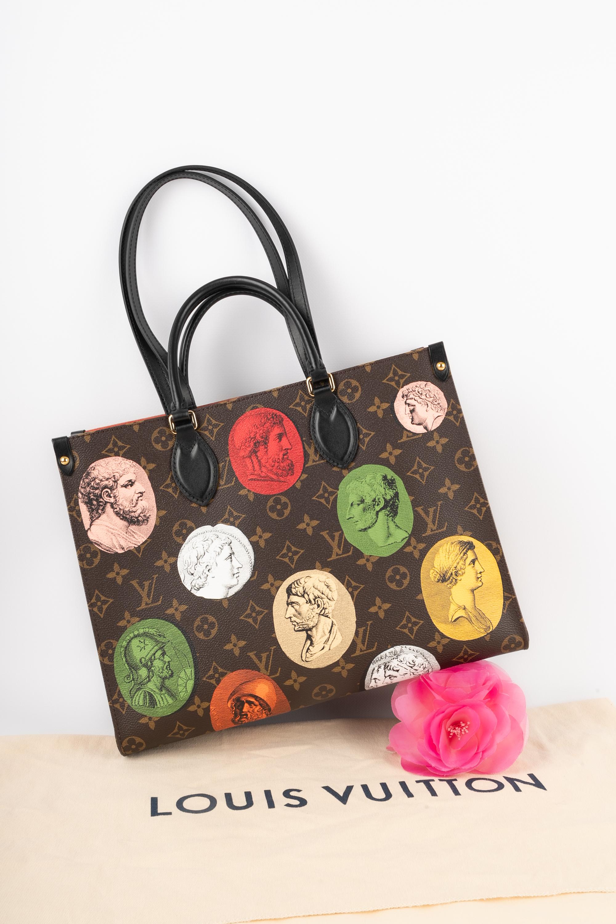 Black Louis Vuitton x Fornasetti bag On The Go 2022 For Sale