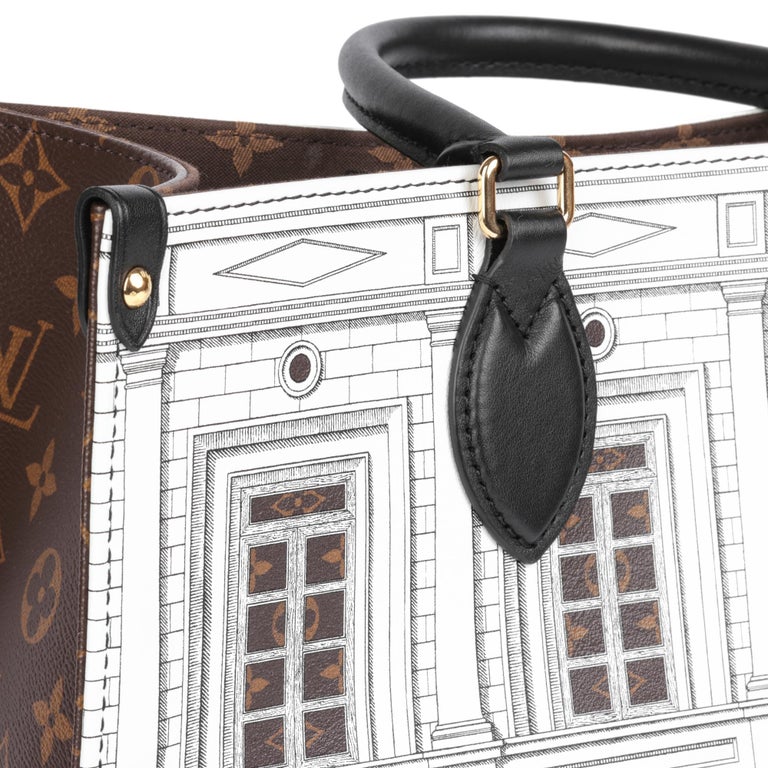 LOUIS VUITTON x Fornasetti Brown Monogram Coated Canvas & Black Calfskin Leather For Sale 3