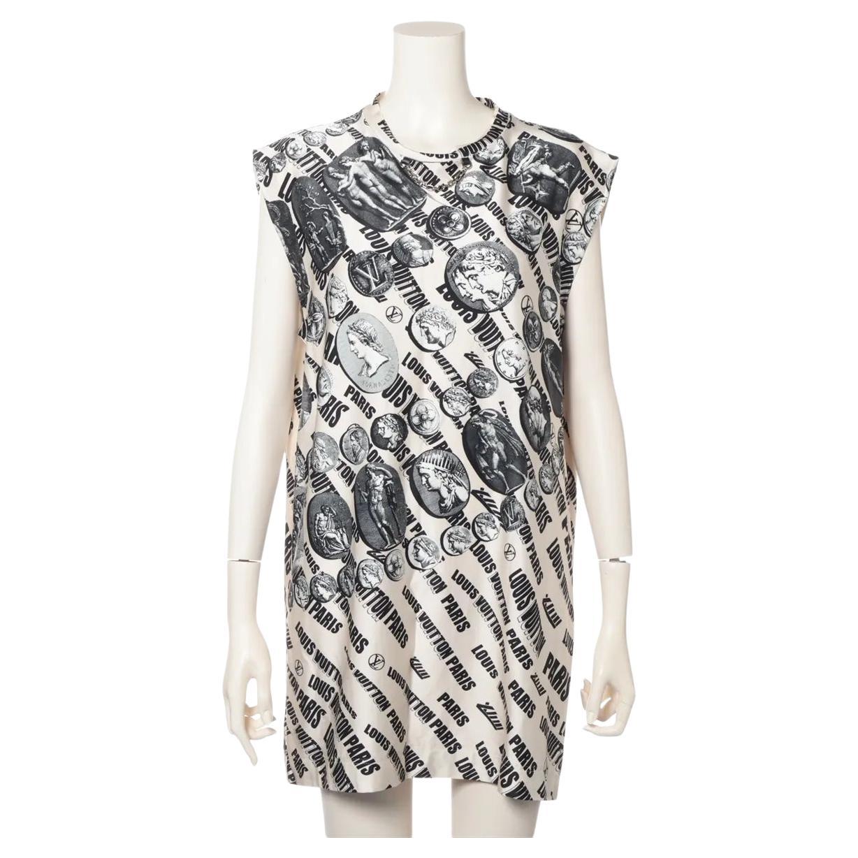 Louis Vuitton x Fornasetti Printed Rayon Sleeveless Mini Dress Black x White