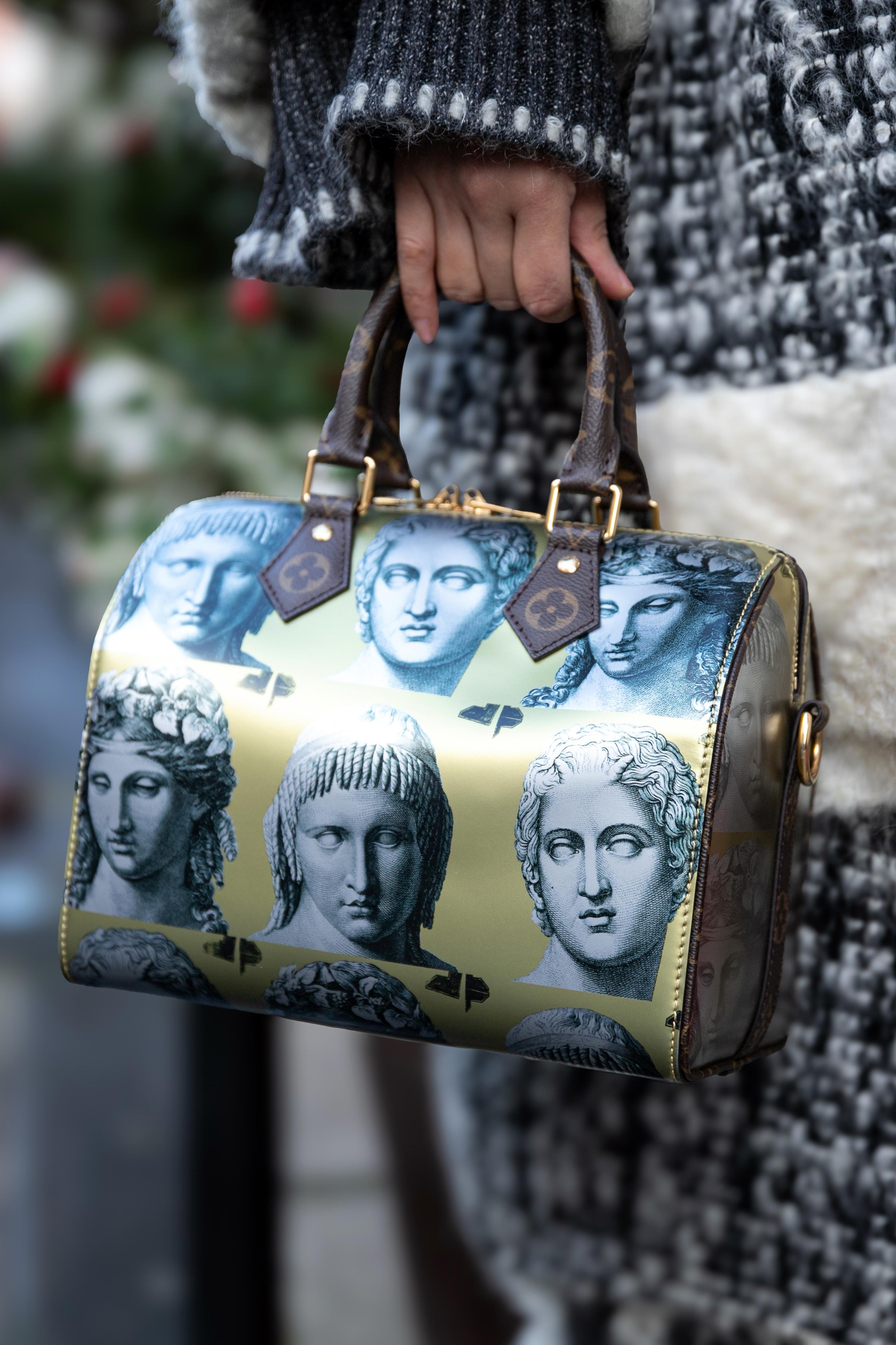 Gray Louis Vuitton X Fornasetti Speedy Bag Limited Edition