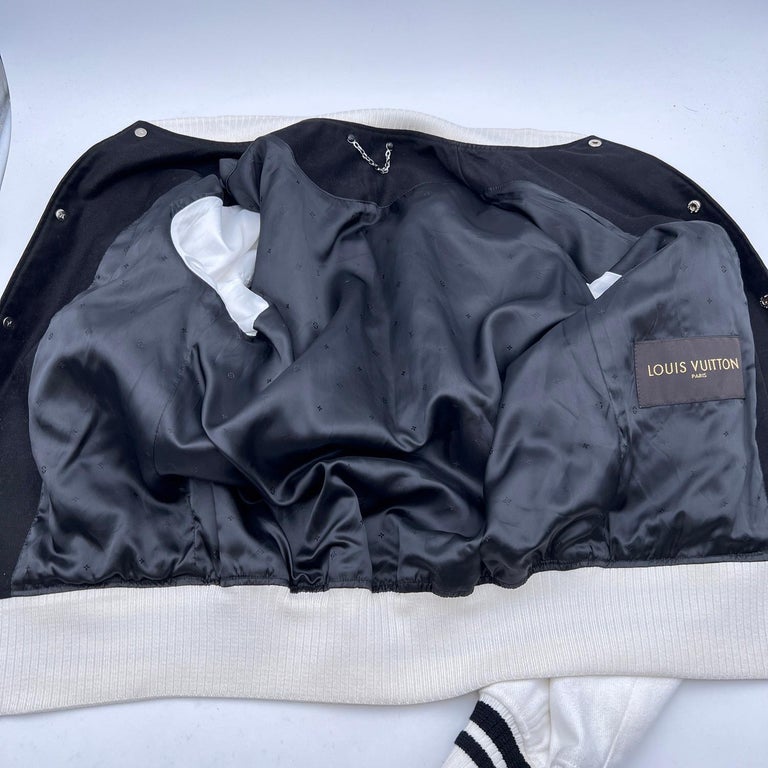Black and White Louis V & Fragment Varsity Jacket - HJacket