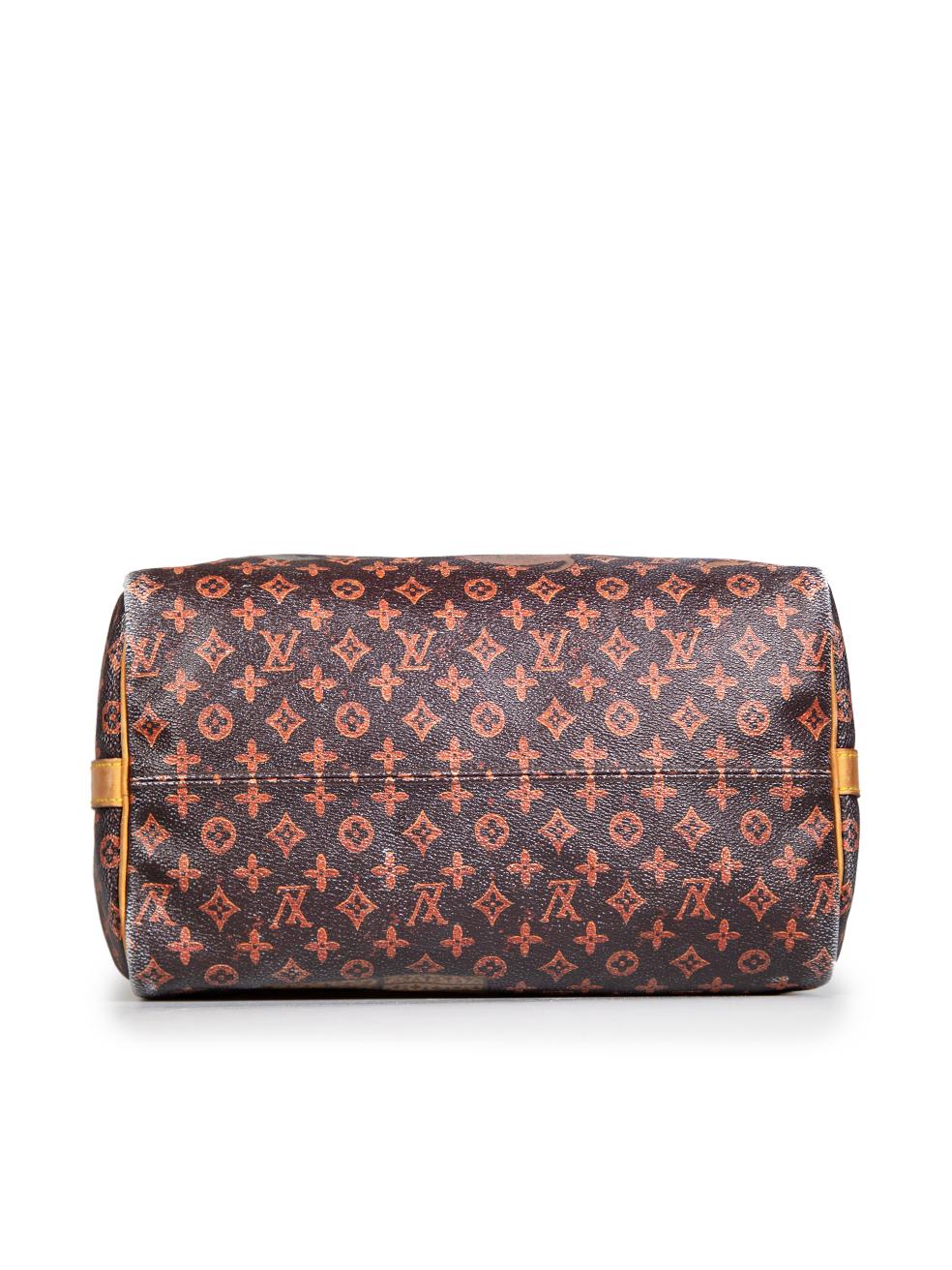 Women's Louis Vuitton X Grace Coddington 2018 Brown Monogram Cat Print Speedy